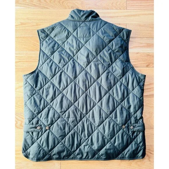 J Crew Mens Walker Vest XL Green Tan Quilted Full Zip Pockets B1930 - Picture 4 of 13